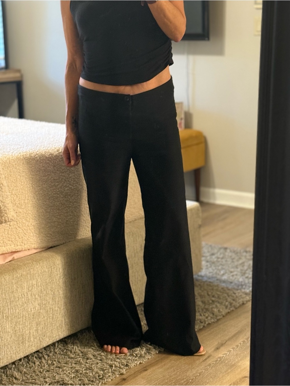 SHEIN Low Rise Black Wide-Leg Pants 90s Y2K